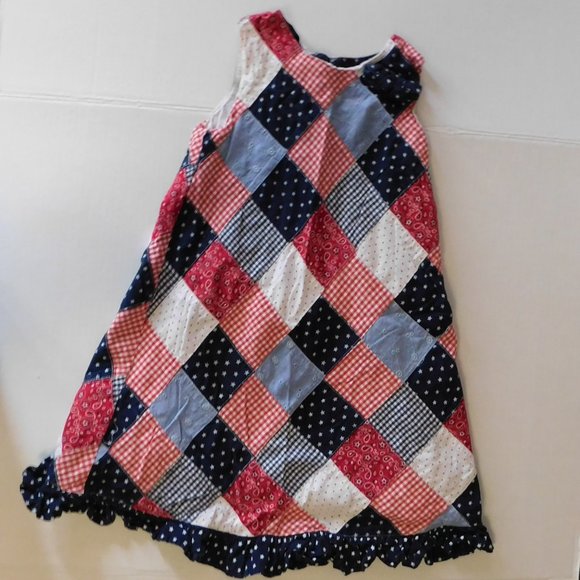 Authentic Kids Other - Girls Patriotic Dress Red White Blue Patchwork